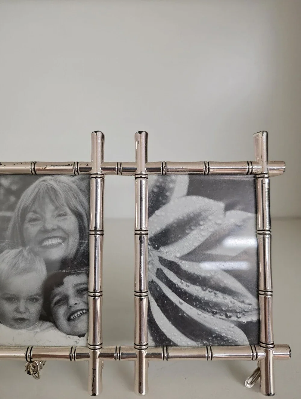 Pottery Barn Silver Tone Faux Bamboo Triptych Frame